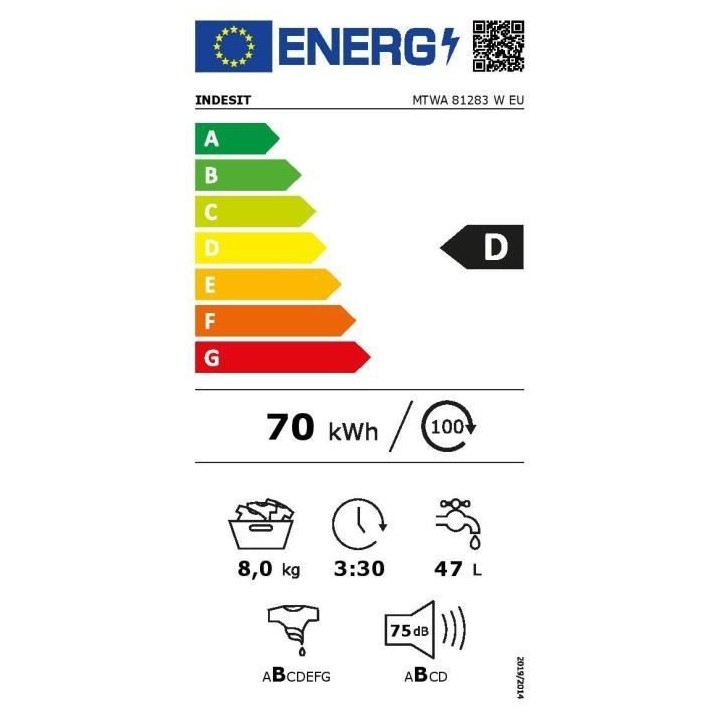 Lave-linge hublot INDESIT MTWA81283WEU MyTime - 8 kg - Induction - 120