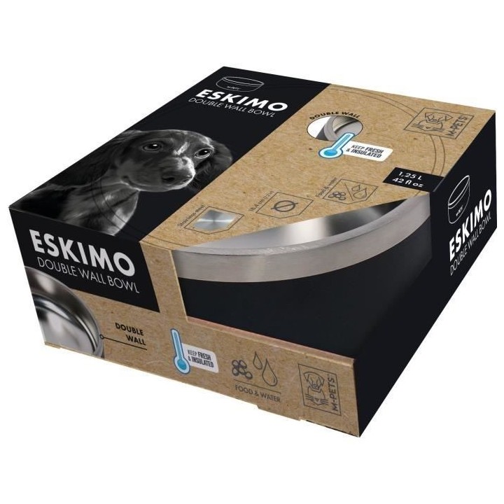 Gamelle ESKIMO Double paroi 1.25 L - Mpets - Noire