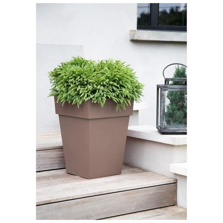 EDA Pot de fleur mi-haut carré Toscane - 39 x 39 x H 53 cm - 51 L - T