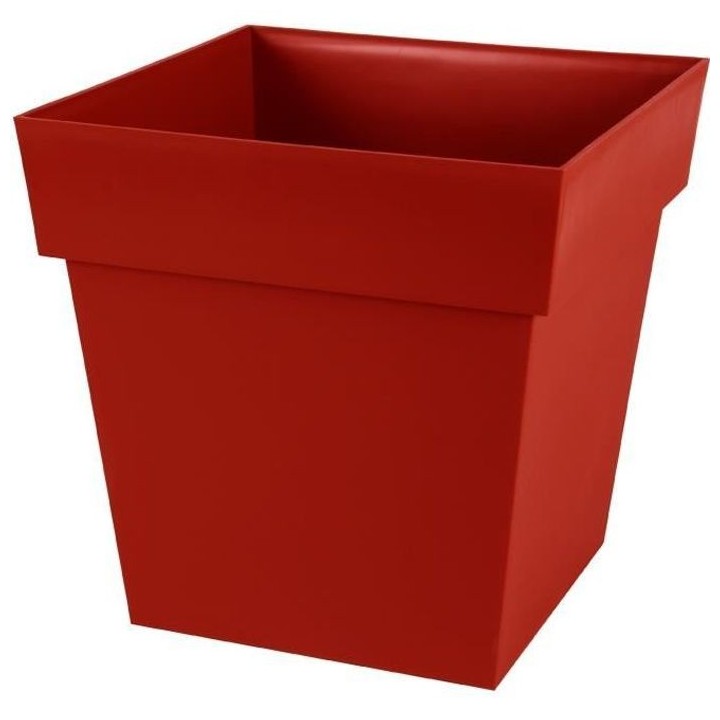 Pot de fleur carré Toscane - EDA PLASTIQUE - Rouge rubis - 38 L - 39x