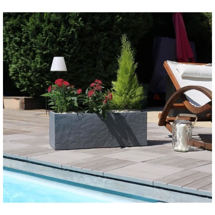 Jardiniere Volcania'Up 57 L - EDA PLASTIQUE - Décor Imitation Pierre