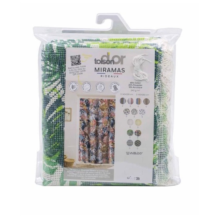 TOISON D'OR - Rideau - Simple - Miramas - Olive - 140x225 cm - Protect