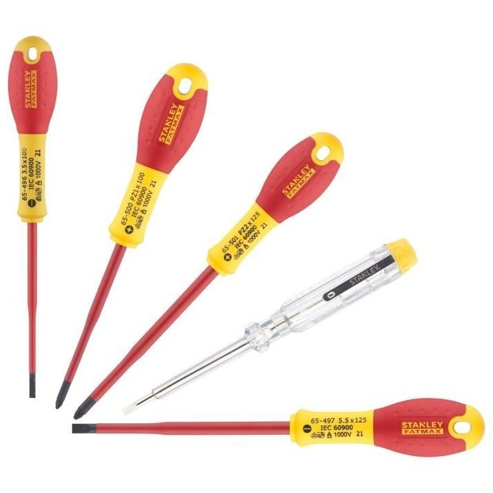 Jeu de 5 Tournevis - STANLEY FATMAX - XTHT0-62693 - Slim Isolés 1000V