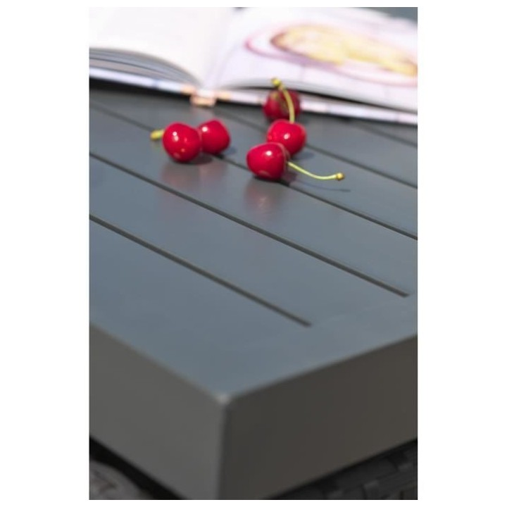 Ensemble repas de jardin encastrable - Noir - Résine tressée et plat