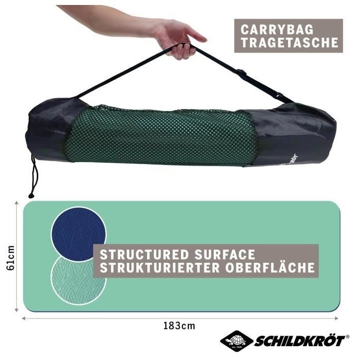Tapis de yoga - FITNESS - SCHILDKRÖT - 180 x 61 cm - 4 mm - Sac inclu