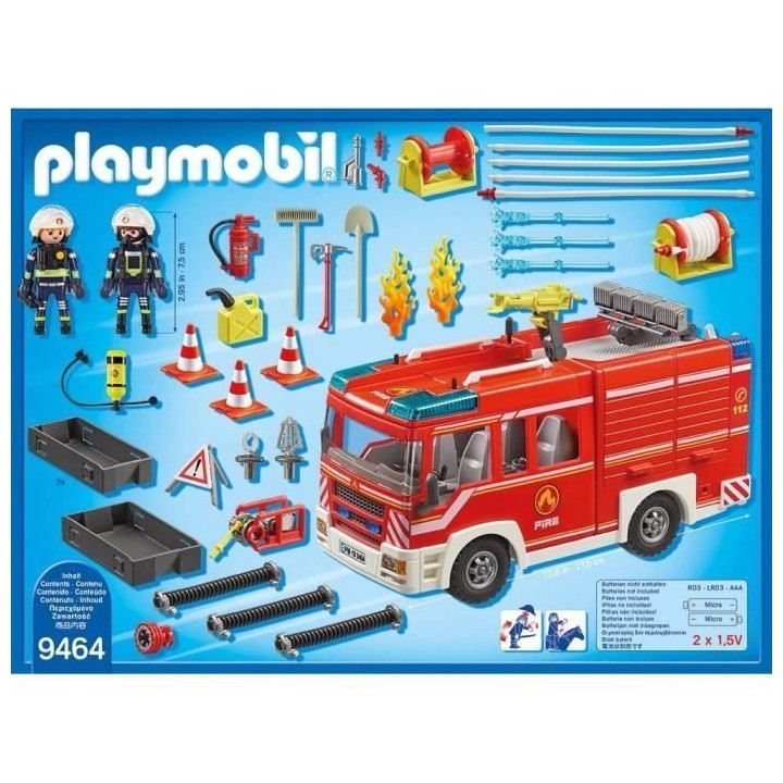 PLAYMOBIL 9464 Fourgon d'intervention des pompiers jaune avec canon a