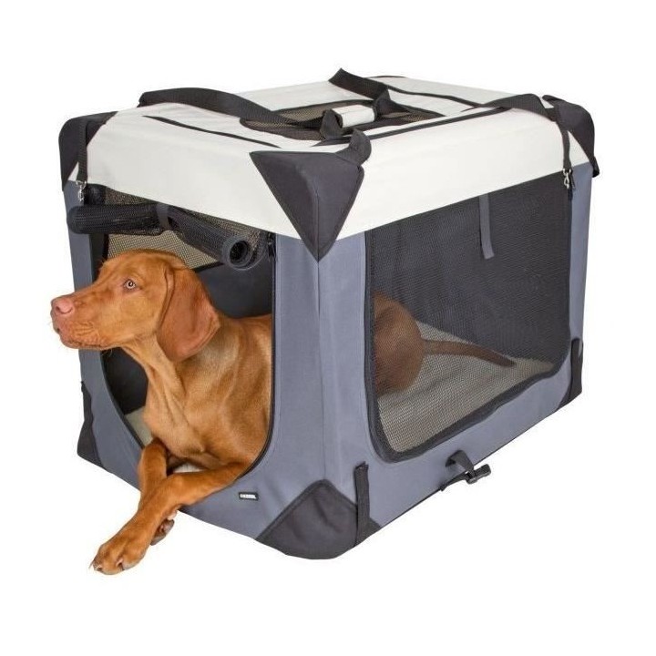 Box de transport - KERBL - Journey- 70 x 52 x 52 cm - Gris / Beige