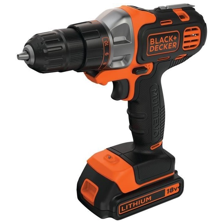 Perceuse-Visseuse Multievo sans-fil 18V BLACK+DECKER (Livrée avec 1 B