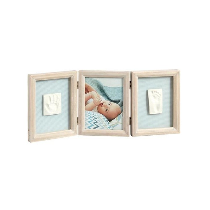 Baby Art My Baby Touch - Cadre Photo Bois Double Empreinte Bébé : Ki