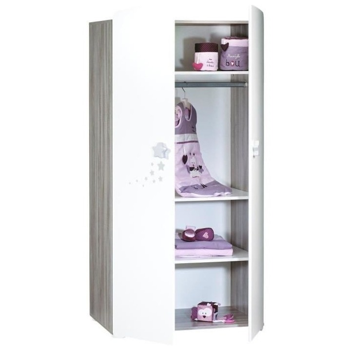 Chambre bébé trio Nao: lit 120x60, commode a langer et armoire - Bab