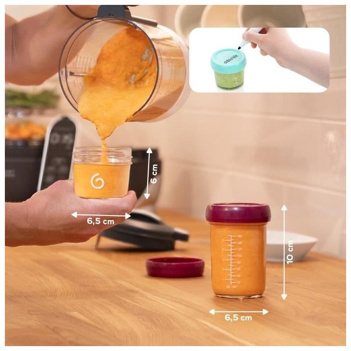 Babymoov Babybols en verre - Multiset - Pots de conservation hermétiq