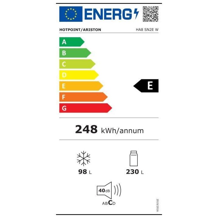 HOTPOINT HA8SN2EW - Réfrigérateur congélateur bas 328 L (230+98) -
