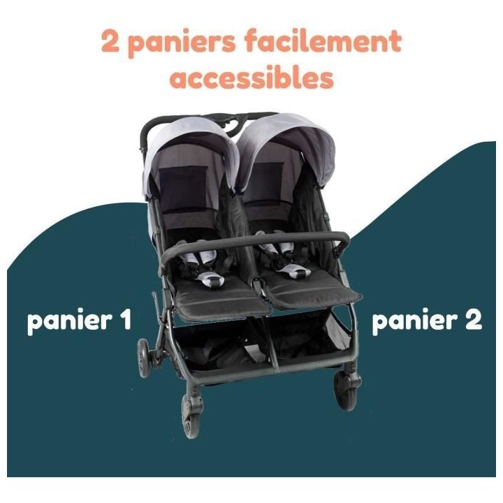 Poussette double BAMBISOL - Pour jumeaux et pour enfants d'âge rappro