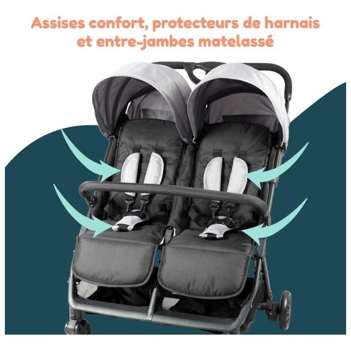 Poussette double BAMBISOL - Pour jumeaux et pour enfants d'âge rappro