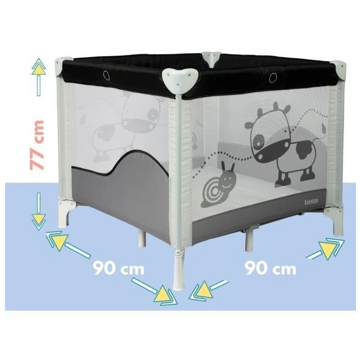 BAMBISOL - Parc/Berceau Bébé Pliant 90x90cm avec 2 Niveaux de Coucha