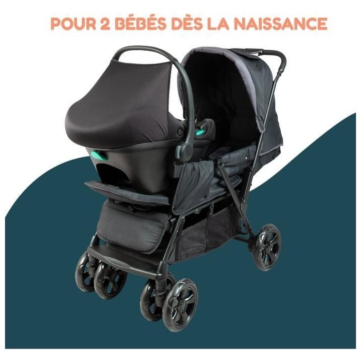 Poussette double jumeaux - BAMBISOL - Combiné Poussette Double + Sieg