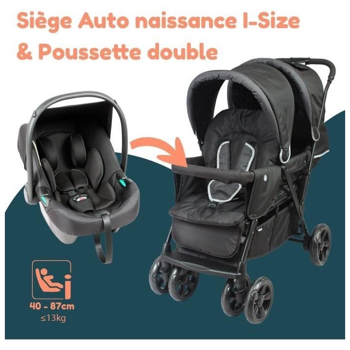 Poussette double jumeaux - BAMBISOL - Combiné Poussette Double + Sieg
