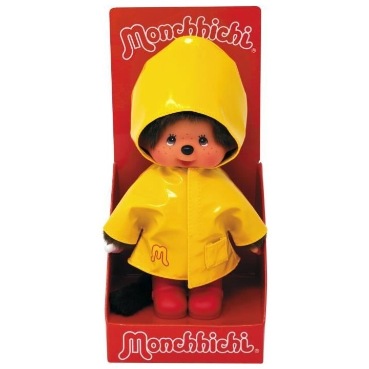 Peluche Monchhichi - BANDAI - Ciré Iconique Jaune - 20 cm