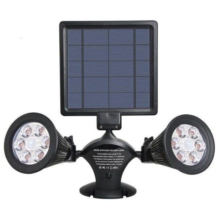 LUMISKY Projecteur double spot solaire extérieur étanche avec détec