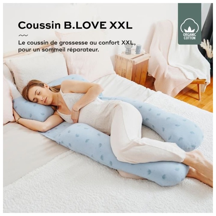 Coussin de grossesse et d'allaitement BABYMOOV en Coton Bio B.LOVE XXL