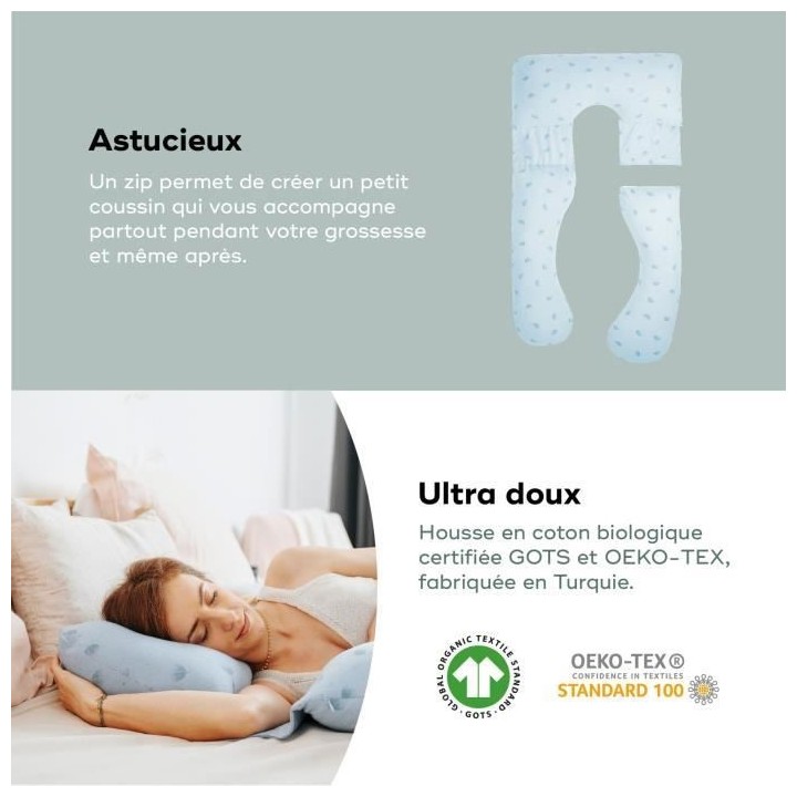 Coussin de grossesse et d'allaitement BABYMOOV en Coton Bio B.LOVE XXL
