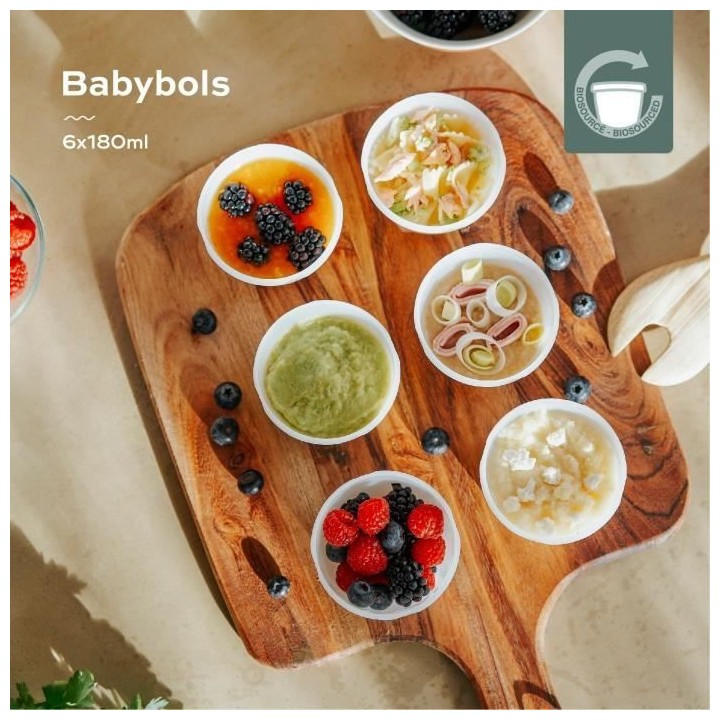 Babymoov Pots de conservation Babybols Biosourcés - Lot de 6x180ml