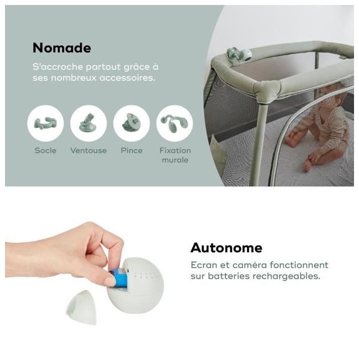 BABYMOOV Babyphone vidéo YOO Go+ - Batterie rechargeable - 4 accessoi