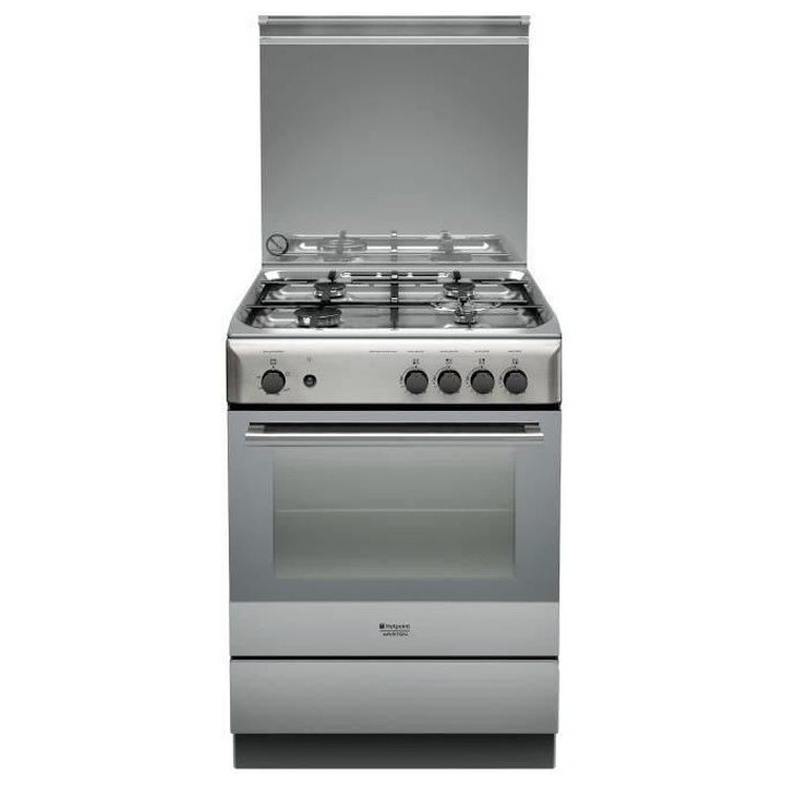HOTPOINT H6GGC1EXFR - Cuisiniere table gaz-4 foyers-Four gaz-Catalyse-