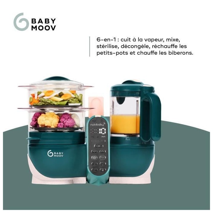 Babymoov Nutribaby+ - Robot Multifonctions 6 en 1 - Cuiseur-vapeur/Mix