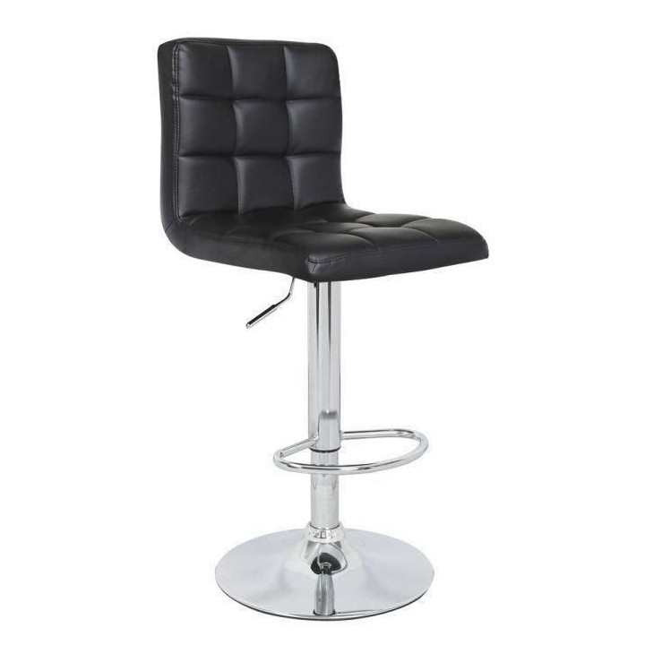 CRUNCH Lot de 2 tabourets de bar - Simili noir - Structure en métal c