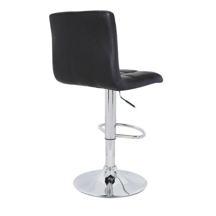 CRUNCH Lot de 2 tabourets de bar - Simili noir - Structure en métal c