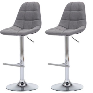 OSKAR Lot de 2 tabourets de bar réglables - Tissu gris - L 42 x P 49
