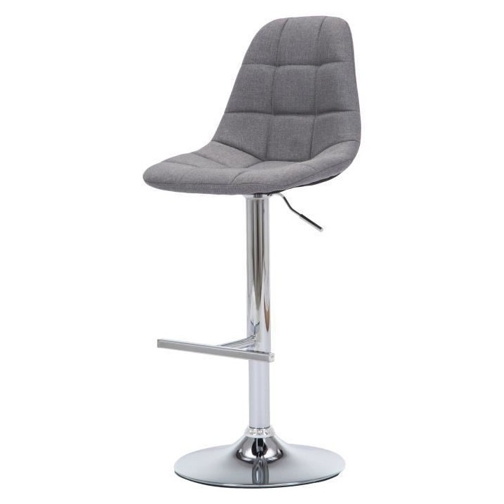 OSKAR Lot de 2 tabourets de bar réglables - Tissu gris - L 42 x P 49