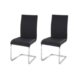 LEA Lot de 2 chaises de salle a manger - Simili noir - Contemporain -