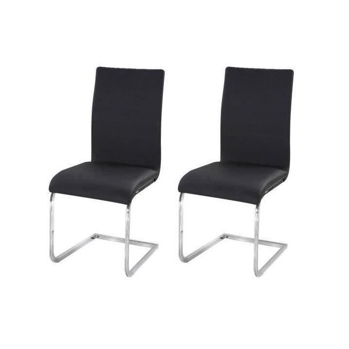 LEA Lot de 2 chaises de salle a manger - Simili noir - Contemporain -