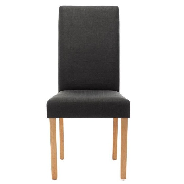 ELYNA Lot de 2 chaises de salle a manger - Pied bois naturel - Tissu g