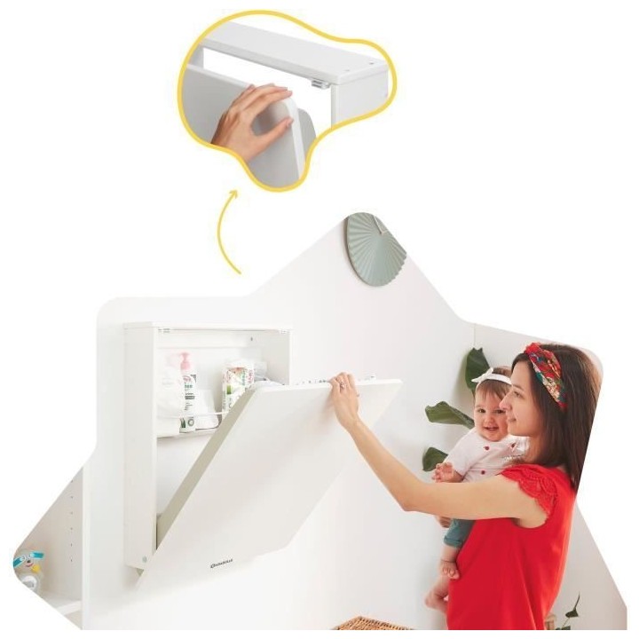 Badabulle Table a langer murale Plouf, avec matelas a langer inclus -