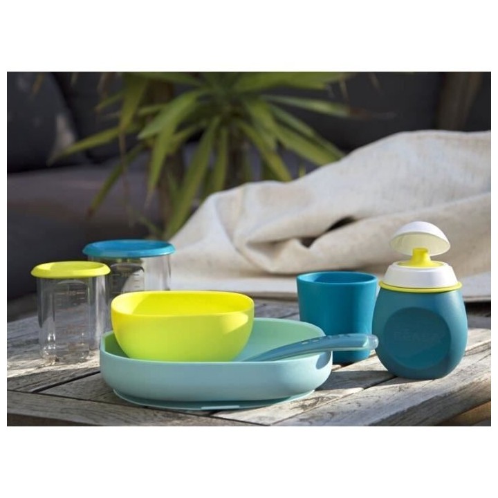 Béaba Coffret Repas Silicone 4 pieces Bleu