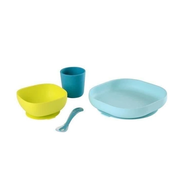 Béaba Coffret Repas Silicone 4 pieces Bleu