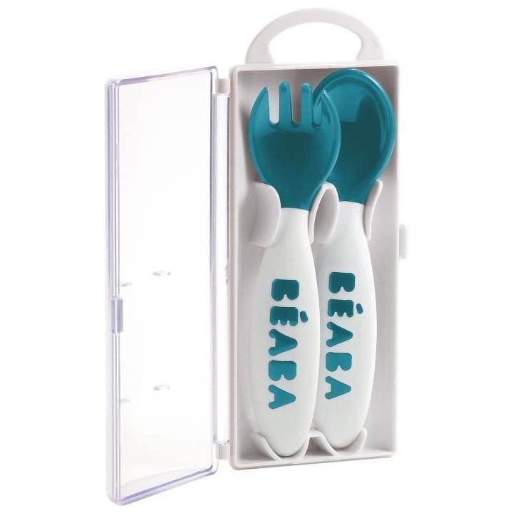 Set de 2 couverts ergonomiques 2eme âge - BEABA - Windy Blue - Cuille