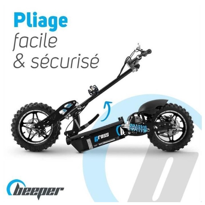 Trottinette Electrique Cross FX1600- BEEPER - Roues 14 - 1600W - Noir