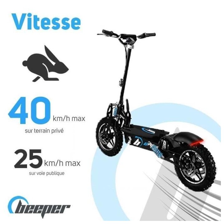 Trottinette Electrique Cross FX1600-S - BEEPER - 14 - 1600W - Noir