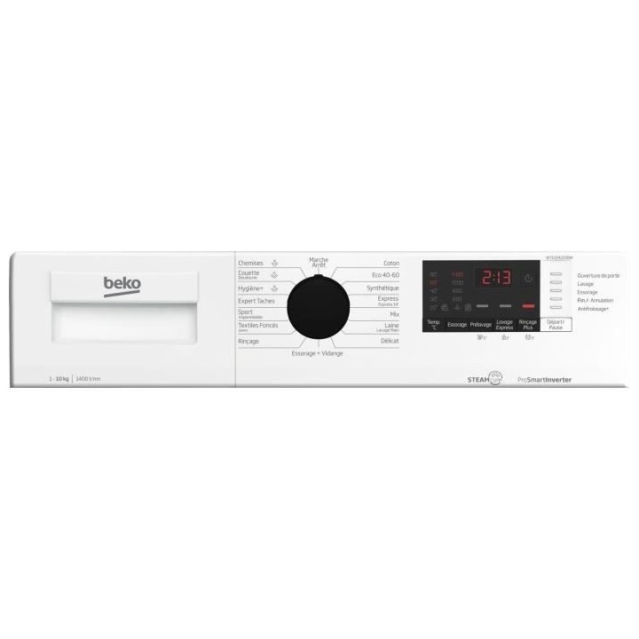 Lave-linge hublot BEKO WTE10422XBW - 10 kg - Induction - L60cm - 1400