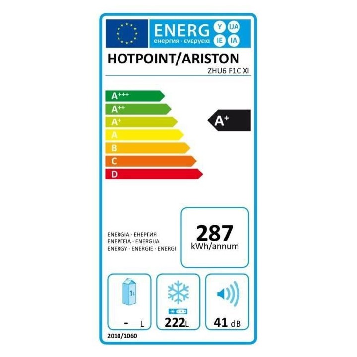 HOTPOINT ZHU6 F1C XI - Congélateur armoire - 222L - Froid ventilé -