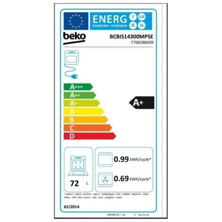 Four encastrable Pyrolyse Chaleur tournante et brassée BEKO BCBIS1430