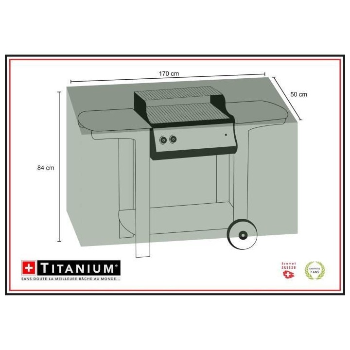 Housse pour barbecue rectangle 170 cm - Noire