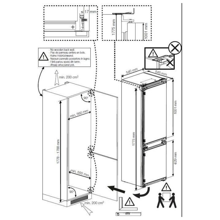 Réfrigérateur combiné intégrable - BEKO - BCSA285K4SNLH - Statique