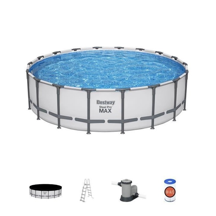 Kit Piscine hors sol tubulaire BESTWAY - Steel Pro Max - 549 x 132 cm