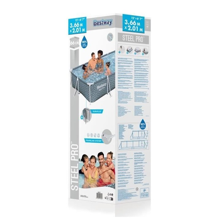 Piscine hors sol tubulaire BESTWAY - Steel Pro™ - 366 x 201 x 66 cm