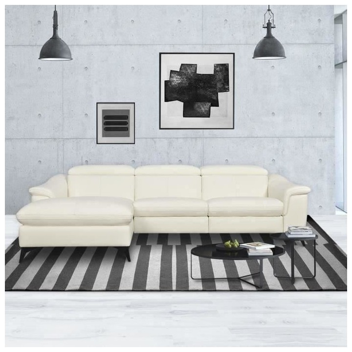 Canapé d'angle gauche relax électrique - 4 places - HOUSTON - Cuir d